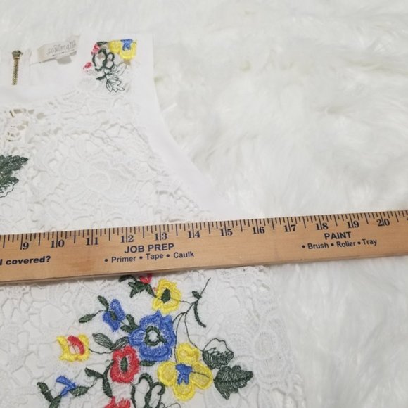 SOULMATES WHITE LACED BOHO SLEEVELESS BLOUSE TOP M - Picture 5 of 6